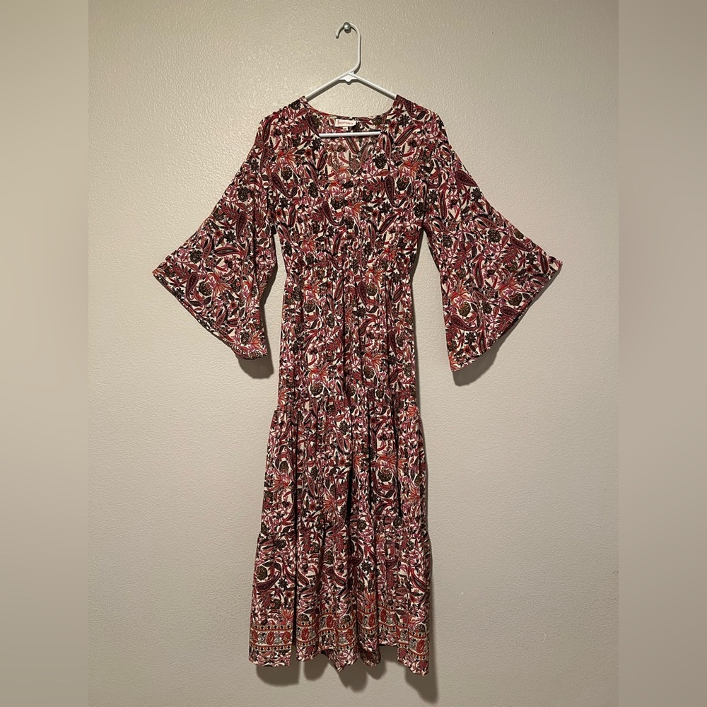 Boemo Paisley Floral Bell Sleeve Maxi Dress